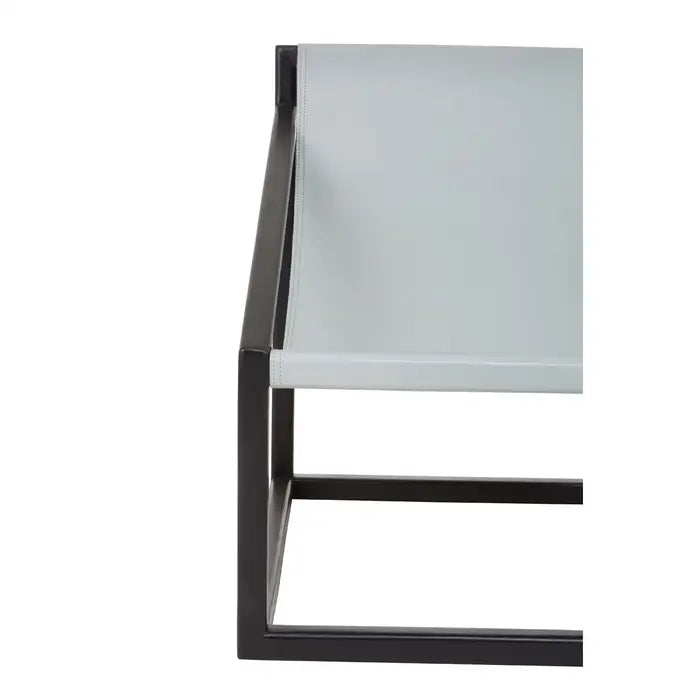 Kendari Cubic Accent Chair, Grey Leather, Black Wood Frame