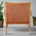 Crofton Lounge Armchair, Tan Leather, Natural Wood Frame