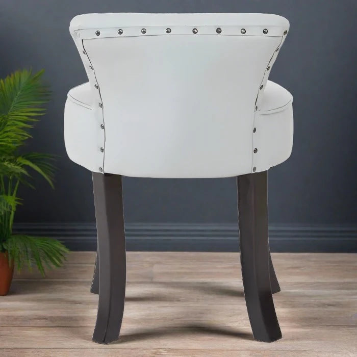 Crofton Accent Chair, Light Grey Leather, Black Wood Legs