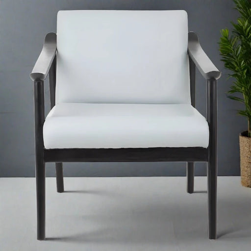 Kingston Accent Armchair, Grey Leather, Black Wood Frame