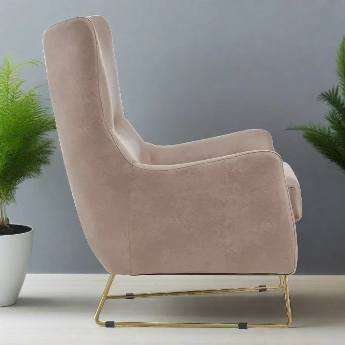 Henry Accent Armchair, Light Brown Leather, Gold Legs