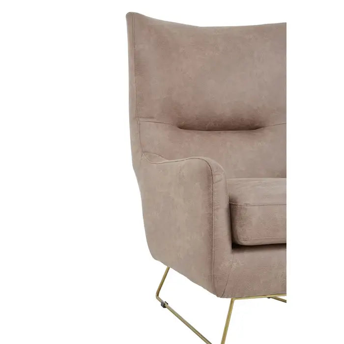 Henry Accent Armchair, Light Brown Leather, Gold Legs
