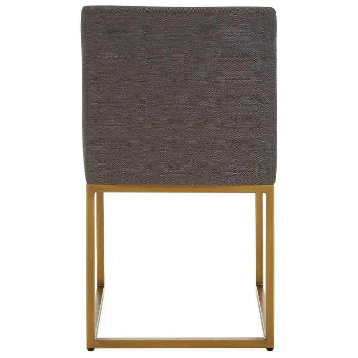 Diamond Dining Chair In Soft Grey Fabric & Gold Metal