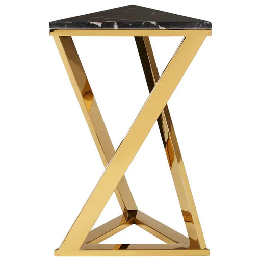 Piermount Side Table, Gold Stainless Steel Frame, Marble Top