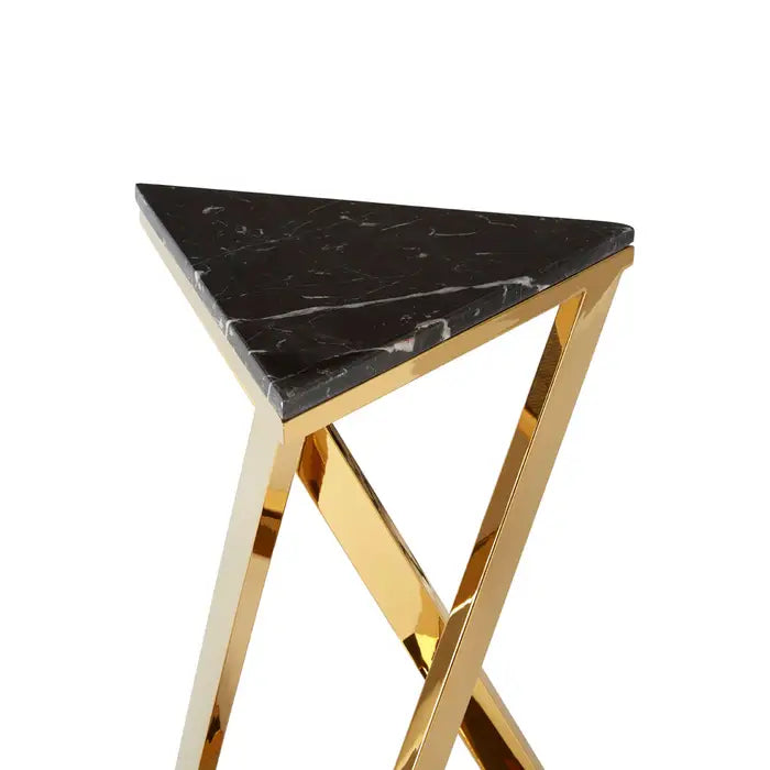 Piermount Side Table, Gold Stainless Steel Frame, Marble Top