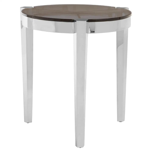 Piermount Side Table, Three Legs, Stainless Steel Frame, Round Glass Top