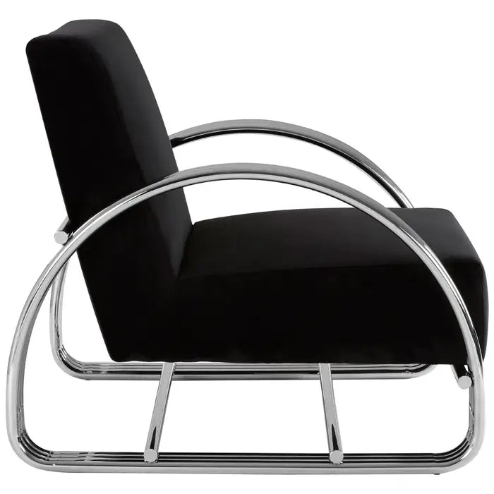 Piermount Black Velvet & Silver Metal Frame Chair / Accent Chair