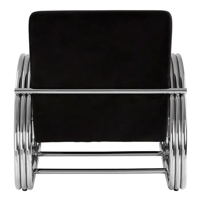 Piermount Black Velvet & Silver Metal Frame Chair / Accent Chair