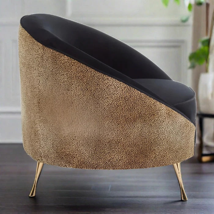 Berkeley Accent Chair, Leopard Print Velvet, Gold Metal Legs
