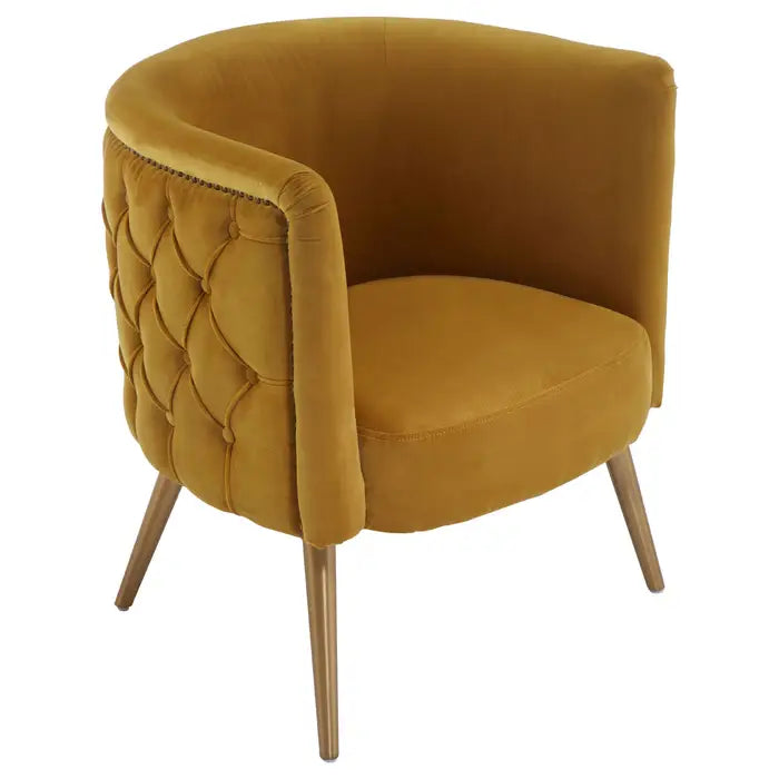 Manhattan Accent Tub Chair, Button Tufted Gold Velvet,