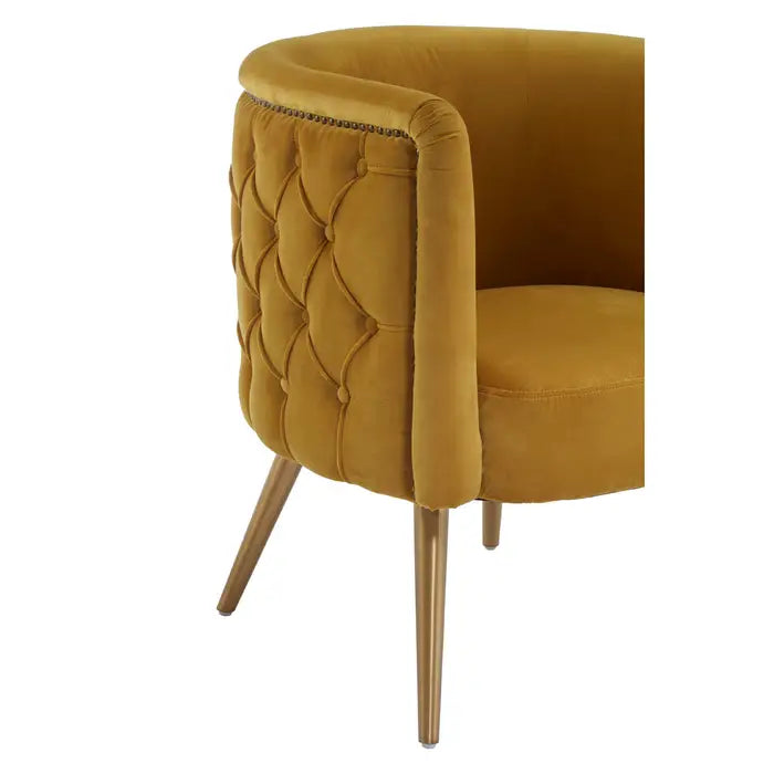 Manhattan Accent Tub Chair, Button Tufted Gold Velvet,