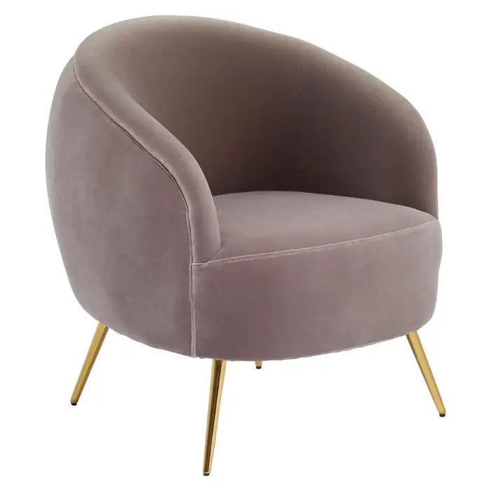 Manhattan Accent Tub Chair, Mink Velvet, Gold Legs