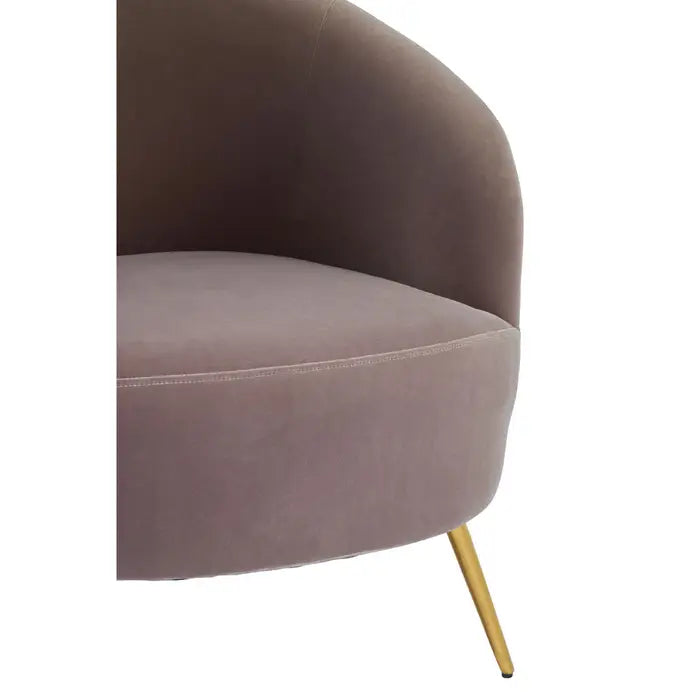 Manhattan Accent Tub Chair, Mink Velvet, Gold Legs