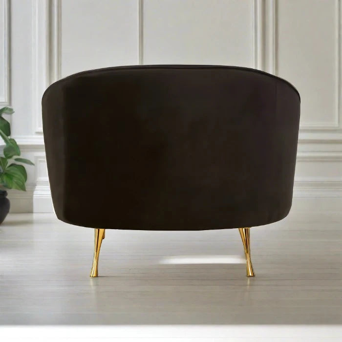 Manhattan Armchair, Black velvet, Gold Legs