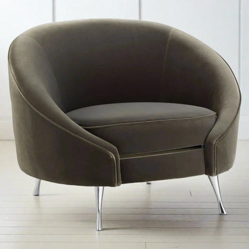 Berkeley Accent Chair, Grey Velvet, Chrome Legs