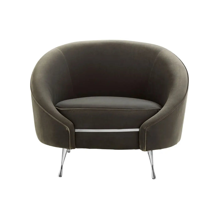 Manhattan Accent Chair, Grey Velvet, Chrome Legs