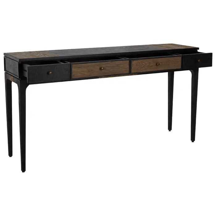 Salvar Wood Console Table,  Black Finished, Two Small Side Drawers