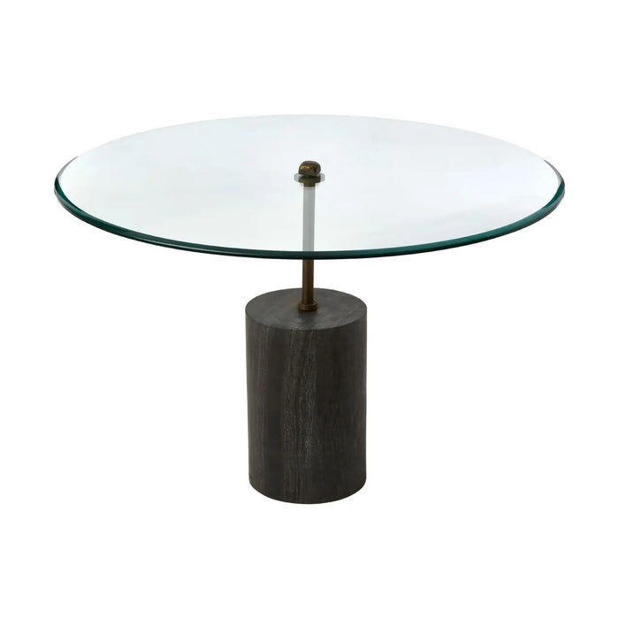Rany Side Table, Black Marble Base, Glass Round Top