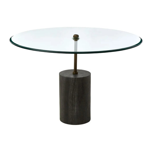 Rany Side Table, Black Marble Base, Glass Round Top