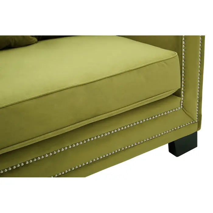 Sofia 3 Seater Sofa, Yellow Fabric, Black Rubberwood Legs, Cushions