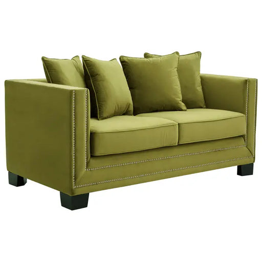 Sofia 2 Seater Sofa, Yellow Fabric, Cushions, Black Rubberwood Legs