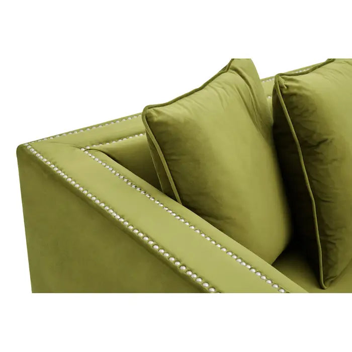 Sofia 2 Seater Sofa, Yellow Fabric, Cushions, Black Rubberwood Legs