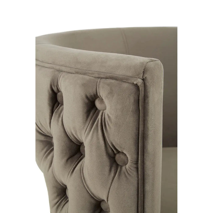 Bola Accent Chair, Quilted Grey Velvet, Gold Base