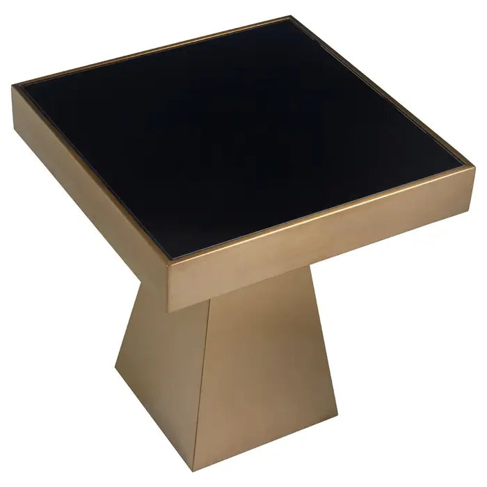 Carlox Square Side Table, Gold Finish Frame, Black Tempered Glass