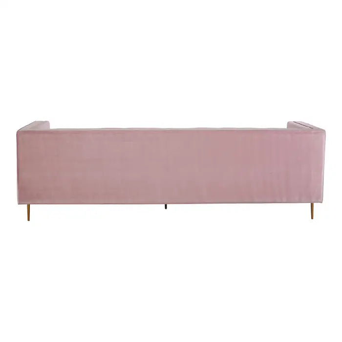 Otylia 3 Seater Sofa, Pink Velvet, backrest, Gold Stainless steel Legs