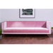 Otylia 3 Seater Sofa, Pink Velvet, backrest, Gold Stainless steel Legs