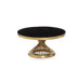 Anzio Coffee Table, Gold Metal Frame, Black Round, Glass Top