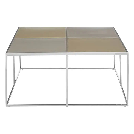 Oria Coffee Table, Stainless Steel, Square Frame, Silver