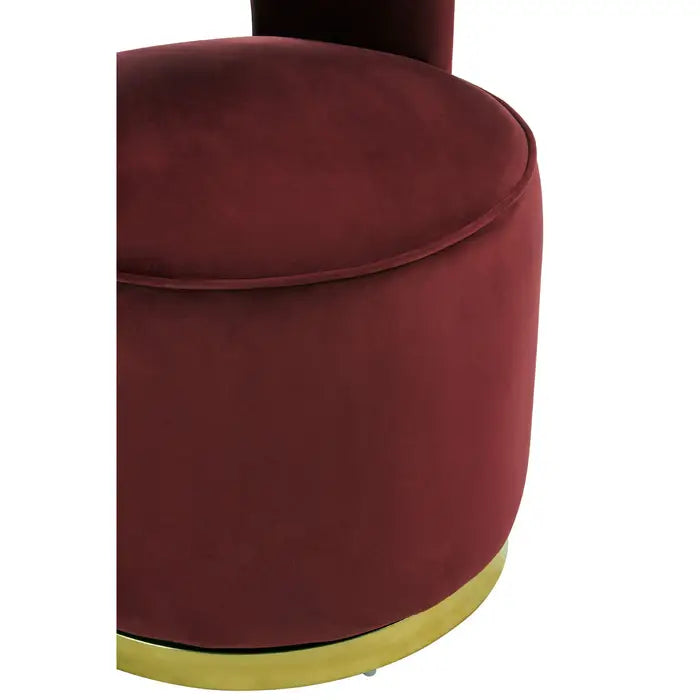 Langham Accent Chair, Quilted Wine Velvet, Gold Base