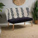 Cefena Moroccan Sofa, Rectangular Shaped Velvet Seat, Black Mango Wooden Legs