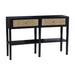 Corso Console Table, Black Rattan, Wood, 2 Drawers, Open Shelf