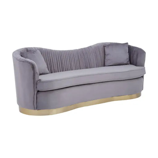 Franza 3 Seater Sofa, Grey Velvet, Two Matching Cushions