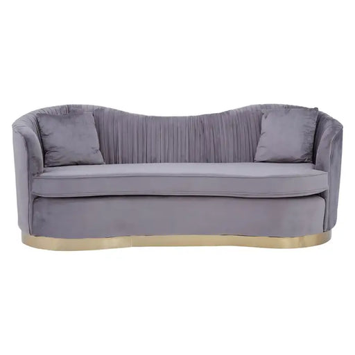 Franza 3 Seater Sofa, Grey Velvet, Two Matching Cushions