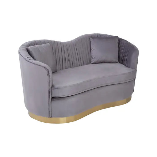 Franza 2 Seater Sofa, Grey Velvet, Two Matching Cushions