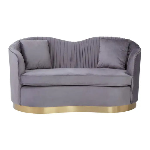 Franza 2 Seater Sofa, Grey Velvet, Two Matching Cushions