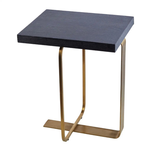 Lena Rectangular Side Table, Black Metal Frame, Oak Veneered Top