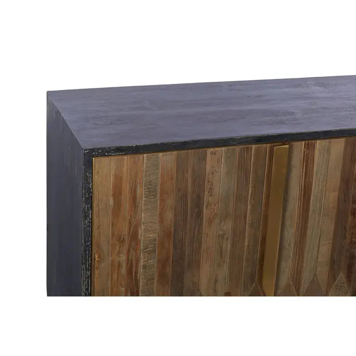Zarina Wooden Sideboard, Iron Frame, Four Door, Natural
