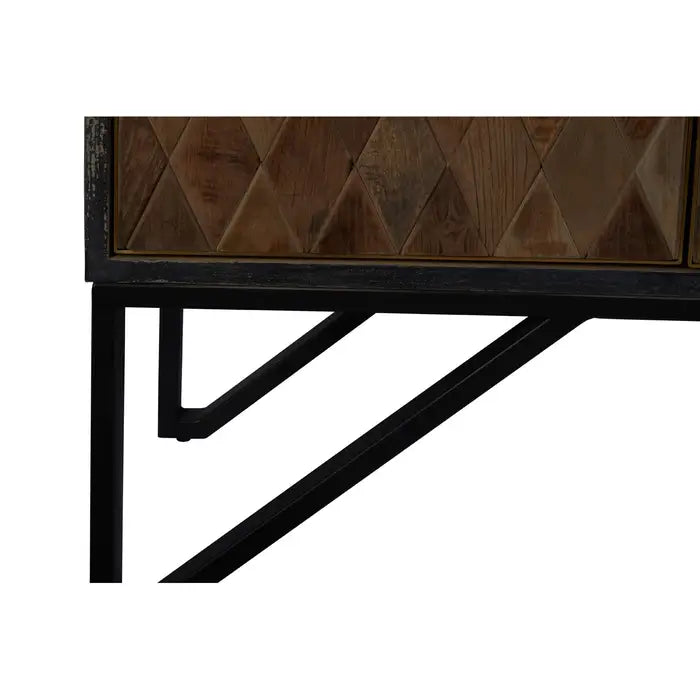 Zarina Wooden Sideboard, Iron Frame, Four Door, Natural