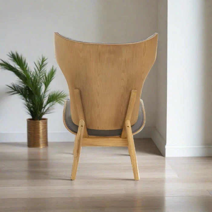 Vinsi Dark Grey Velvet & BIrch Wood Chair / Accent