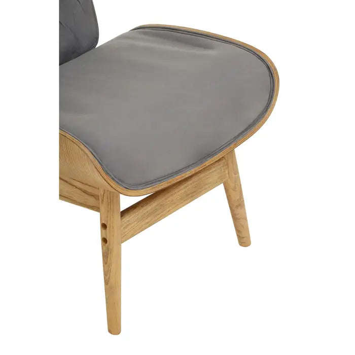Vinsi Dark Grey Velvet & BIrch Wood Chair / Accent