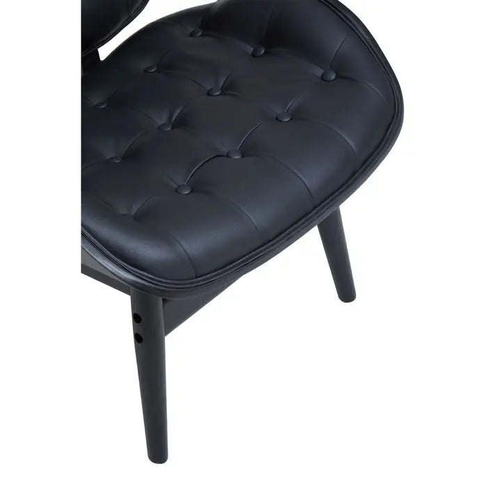 Vinsi Faux Black Leather &  Black Elmwood Accent Chair
