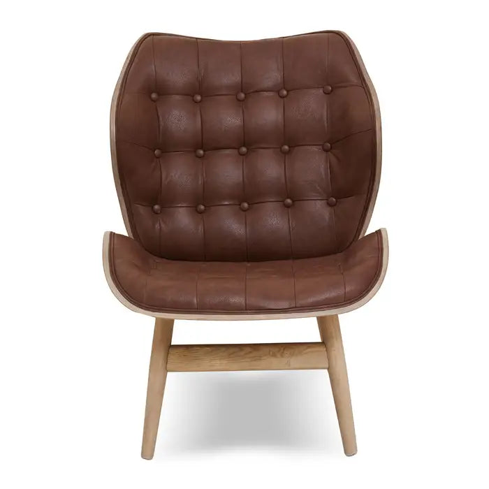 Vinsi Faux Brown Leather & Birchwood Accent Chair