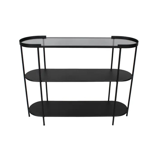 Trento Console Table, Glass Top, Iron Frame, 3 Tier