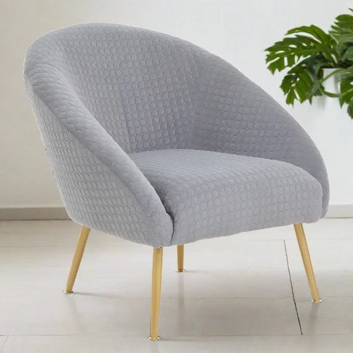 Hampton Accent Chair, Grey Velvet, Gold Legs