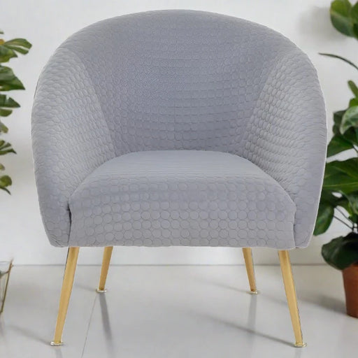 Hampton Accent Chair, Grey Velvet, Gold Legs