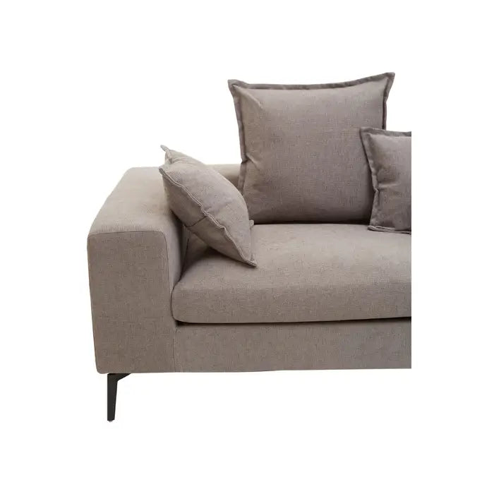 Avignon 3 Seater Sofa, Grey Fabric, Wooden Legs, Cushions, Low Back